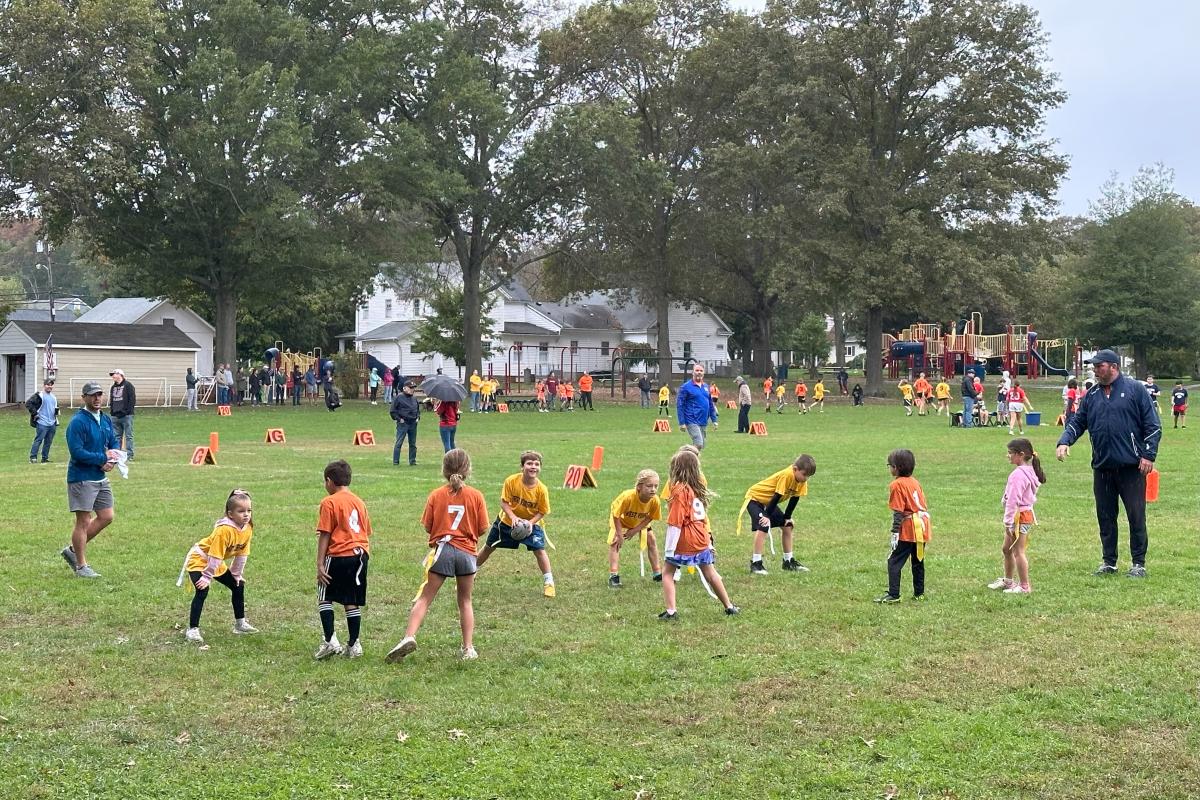 Children playing flag football