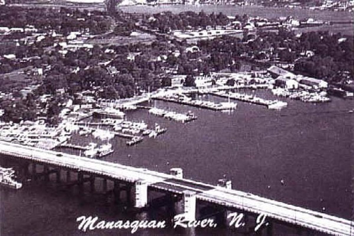 (Circa 1955) Docks and Bridge over Manasquan River