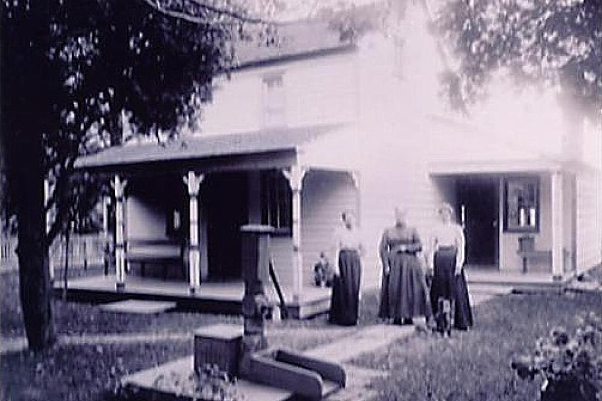(Circa 1820) Historic Longstreet Cottage as shown in this 1890 photo located at 532 Union Lane.