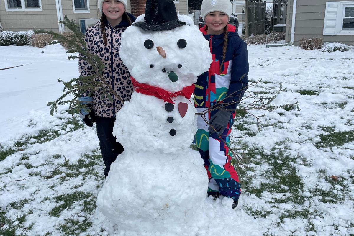 children and snowman